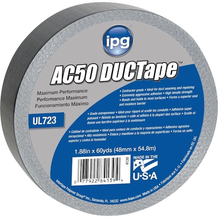 Intertape AC50 DUCTape 1.88 In. x 60 Yd. Max Contractor Grade Duct Tape, Silver 84139